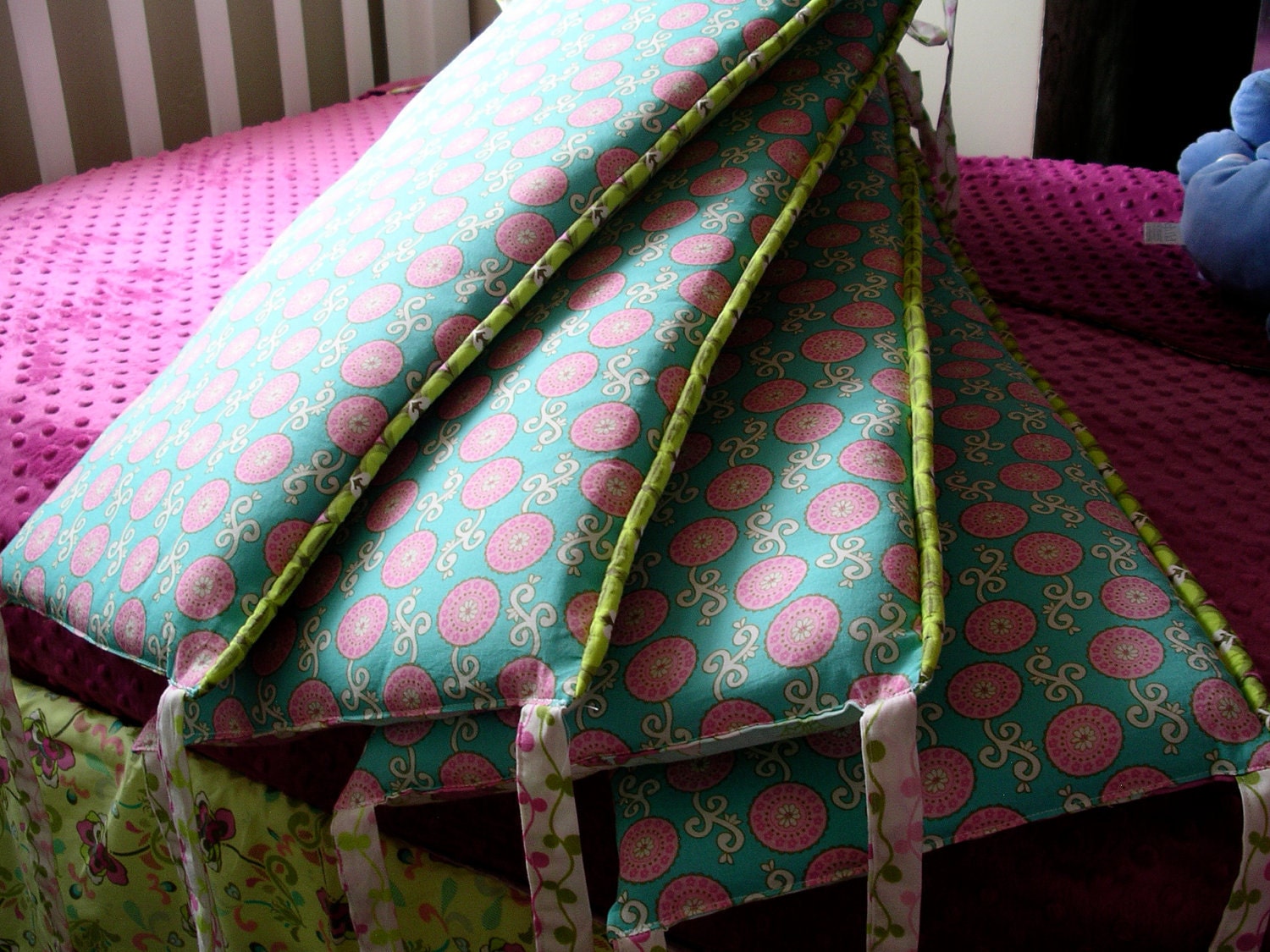 Custom Crib Bumpers Solid Style with Cording/Ruffle Trim