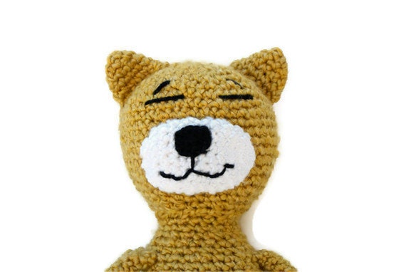 Crochet Amigurumi Cat Yellow and White Tabby