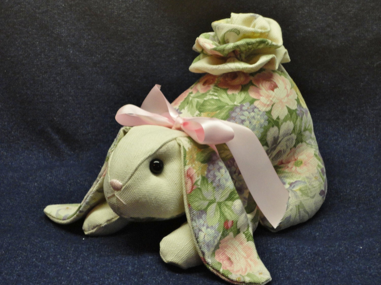 Vintage Shabby Chic Handmade Bunny.. Soft Muted Pastels..
