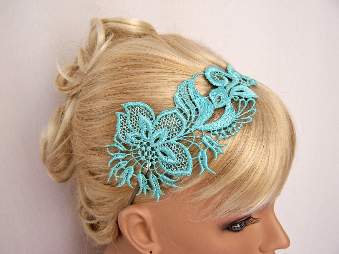 Orchid lace headband mint green