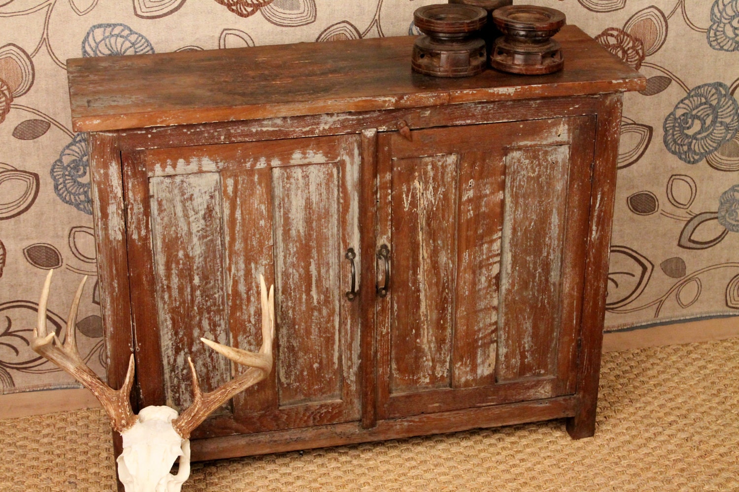 Antique Rustic Distressed Cabinet - hammerandhandimports