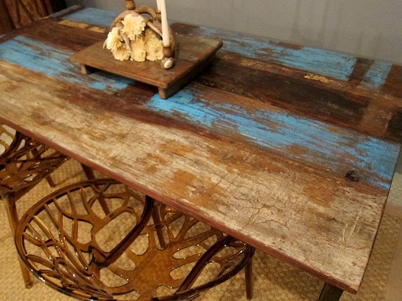 CLEARANCE SALE Blue Rustic Modern Dining Table Reserved for Katherine