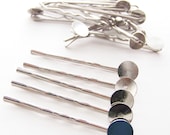 40 Silver Bobby Pins with 10mm glue pad for making Fabric Covered Button Bobbies