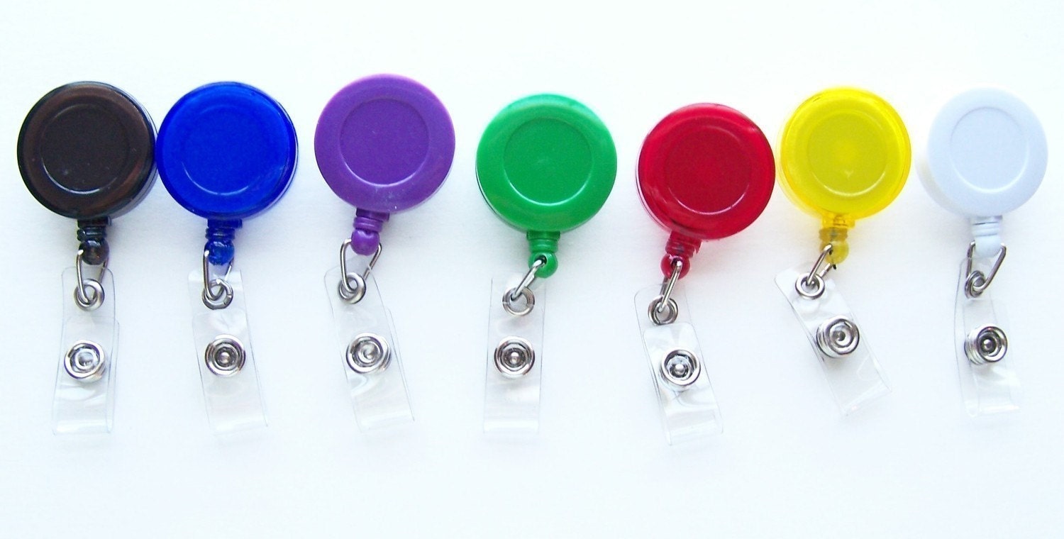 4 COLORFUL and High Quality Retractable Badge Reel ID Holders for Fabric Covered Buttons