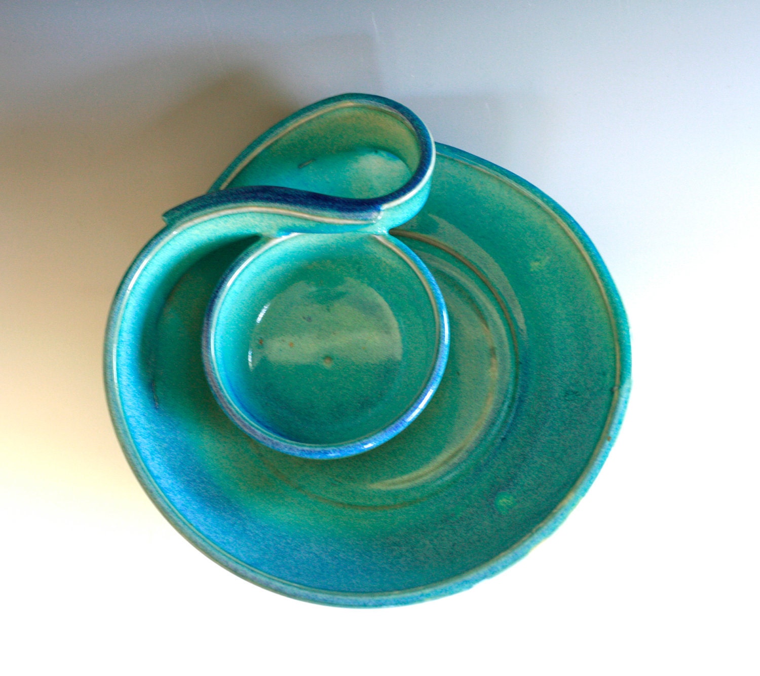 Small Chip and Dip Dish, Veggie Dip, handmade ceramic dish