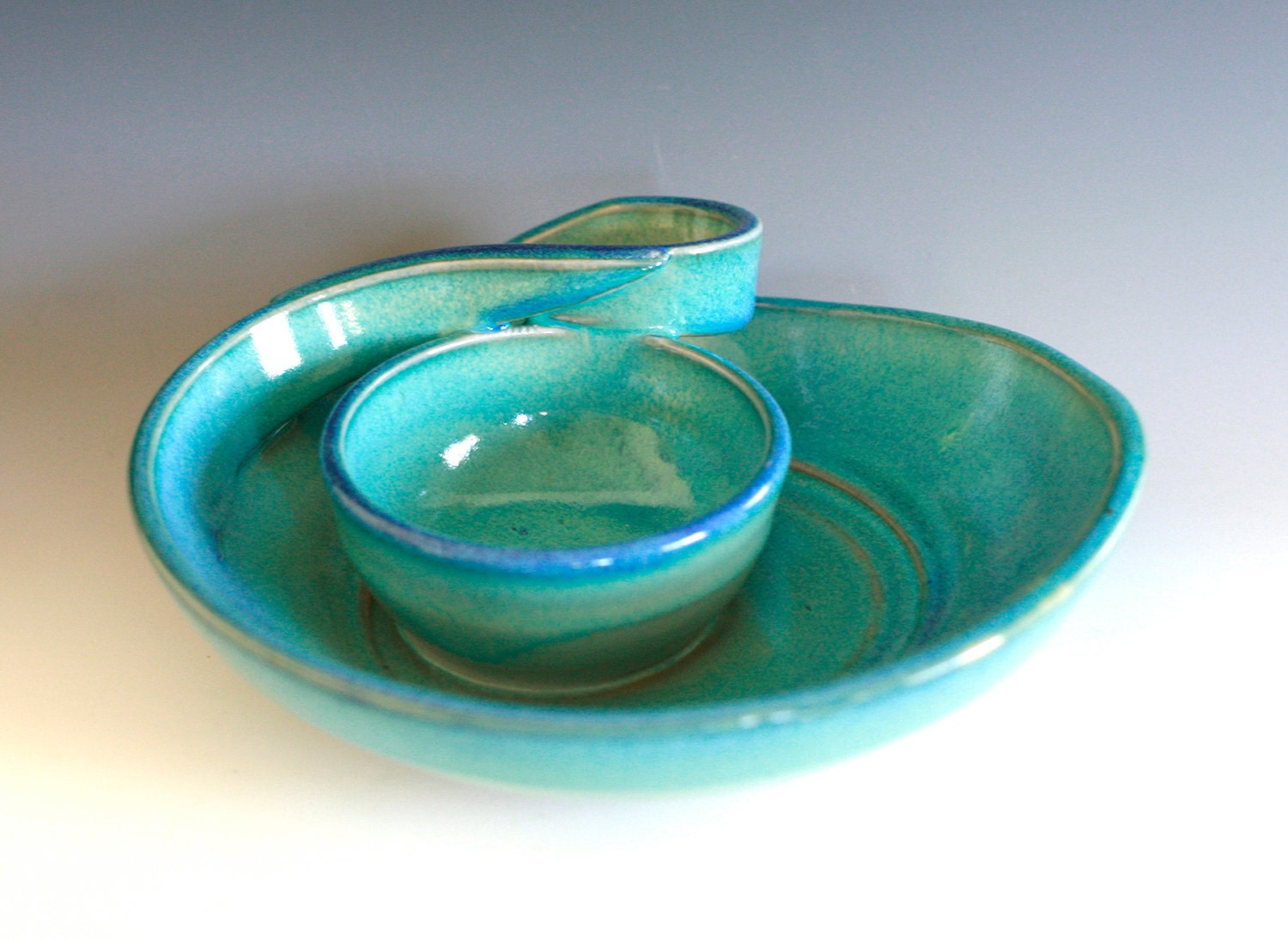 Small Chip and Dip Dish, Veggie Dip, handmade ceramic dish