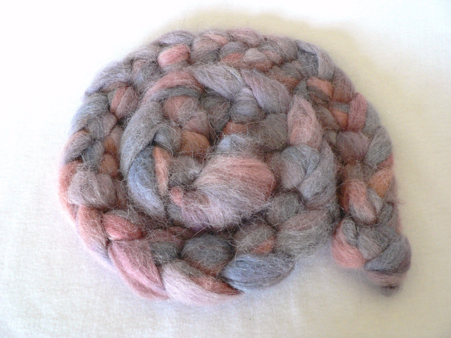 Handpainted Alpaca Roving- Pastel Berries 4oz