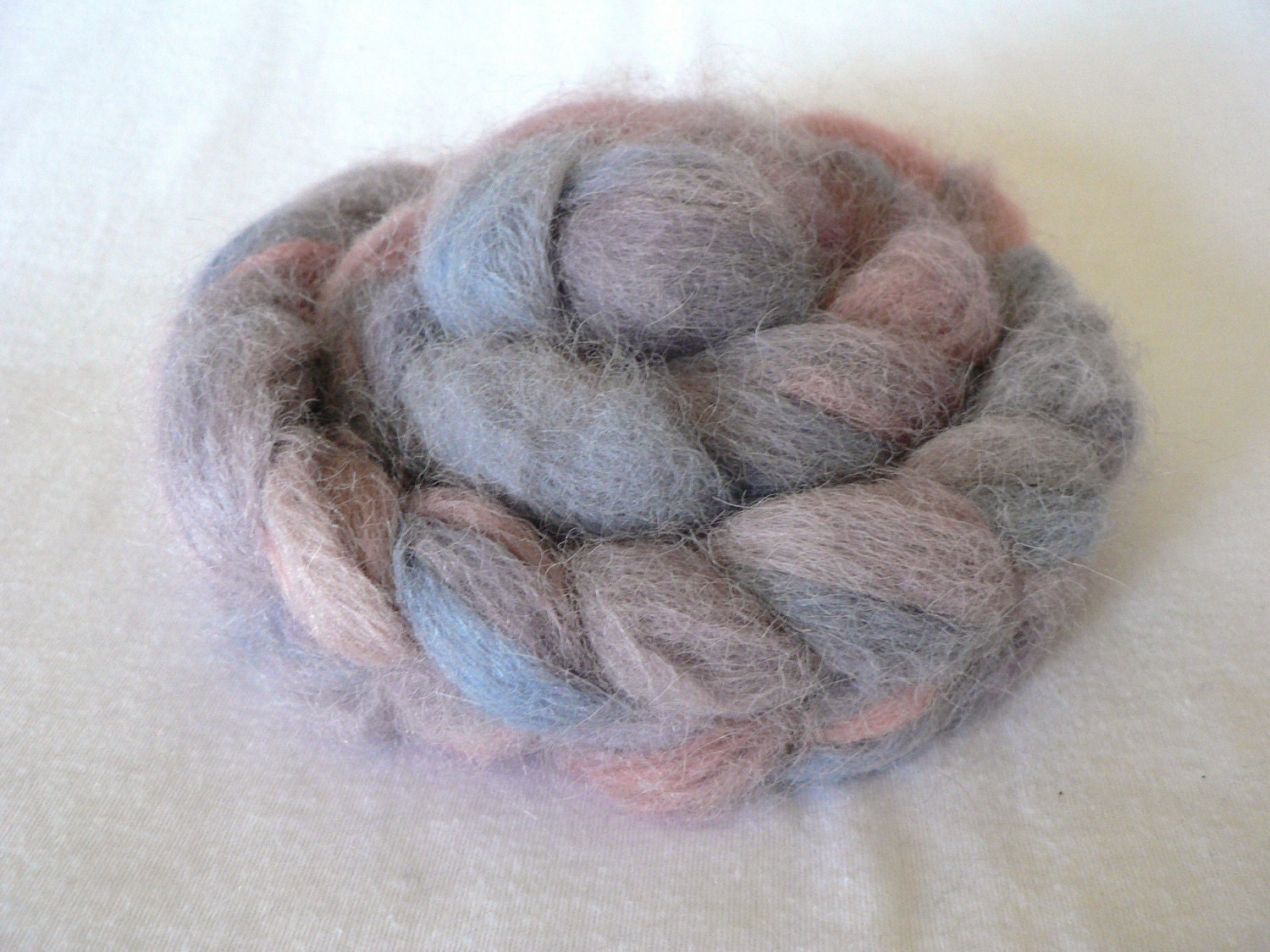 Handpainted Alpaca Roving- Pastel Berries 4oz