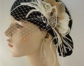 Bridal Feather Fascinator, Bridal Fascinator, Feather Fascinator, Fascinator, Hair Clip, Wedding Veil, Bridal Veil