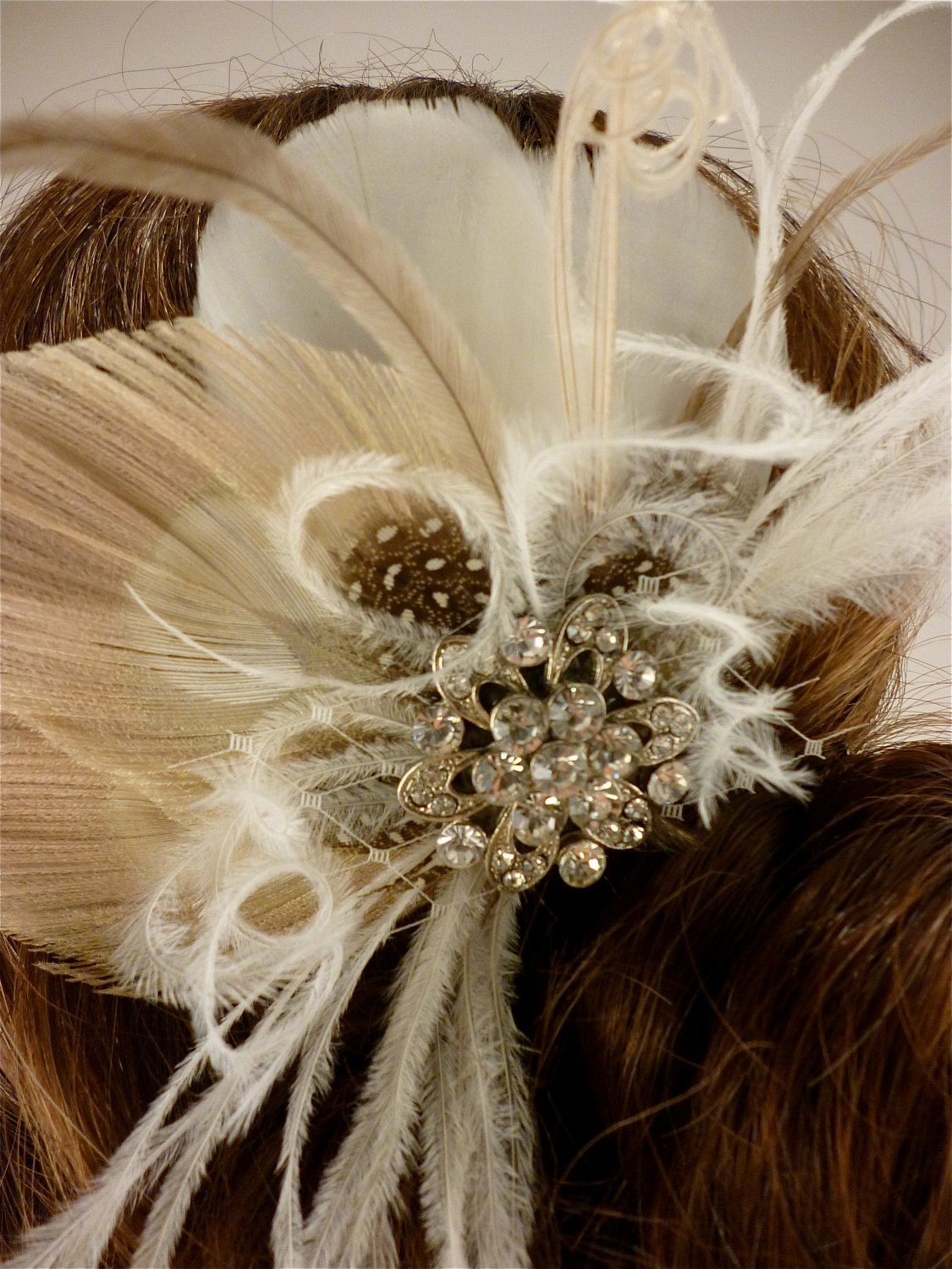 Bridal Feather Fascinator, Bridal Fascinator, Feather Fascinator, Fascinator, Hair Clip, Wedding Veil, Bridal Veil