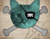 Pirate Cat - Wood Block Print