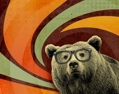 The Book Smart Bear with Glasses 8x10 Art Print - Swirl
