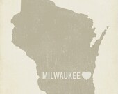 I Love Milwaukee 8x10 Wood Block Art Print - Wisconsin City State Heart
