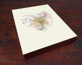 Washington DC Art City Heart Map - Wood Block Art Print