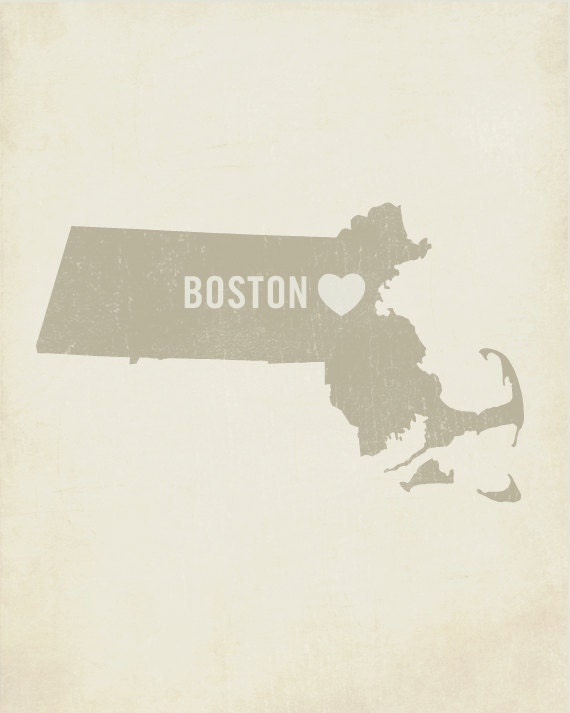 I Love Boston 8x10 Art Print -  City Heart