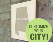 Customized City State Heart - Wood Block Art Print