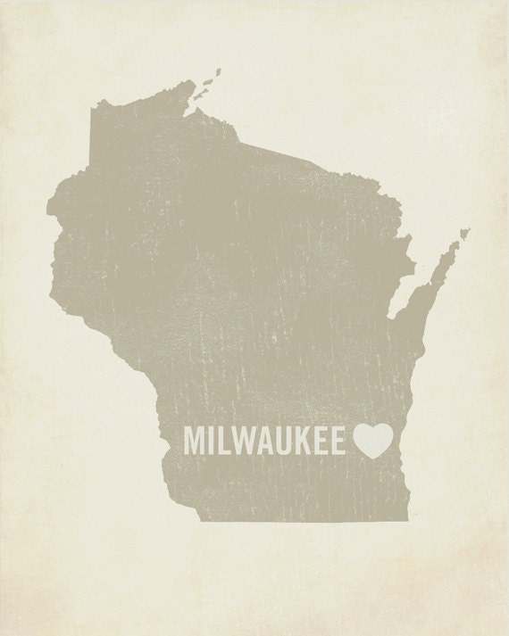 I Love Milwaukee 8x10 Wood Block Art Print - Wisconsin City State Heart