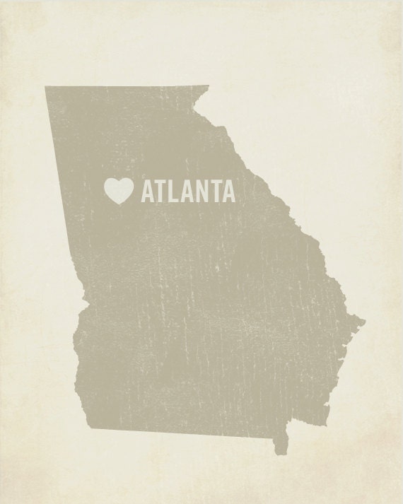 I Love Atlanta Georgia - Wood Block Art Print