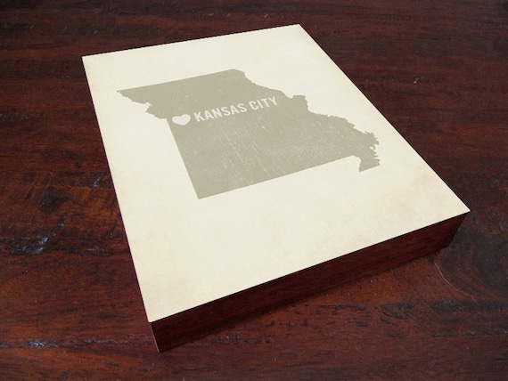 I Love Kansas City - Wood Block Art Print