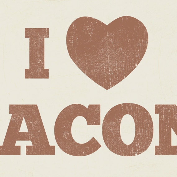 I Love Bacon - Wood Block Art Print