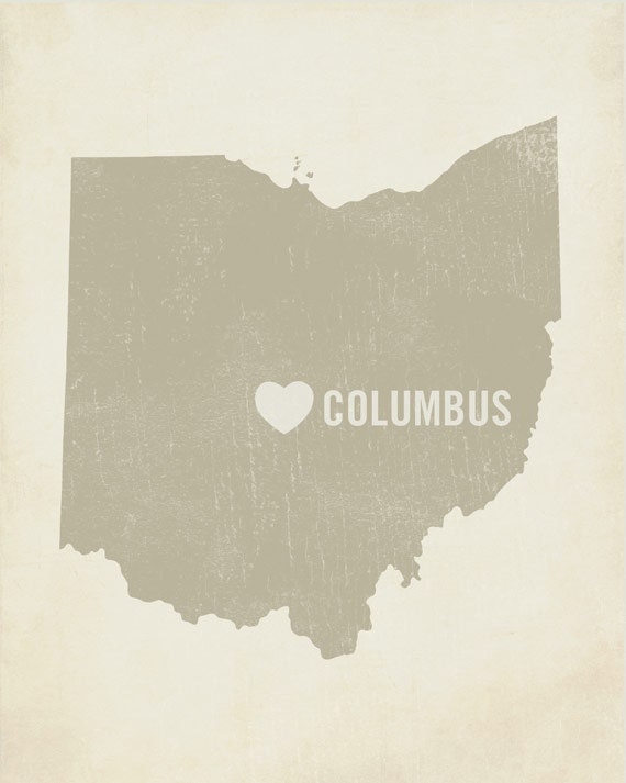 I Love Columbus Ohio 8x10 Art Print - Ohio State City Heart
