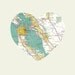 San Francisco California Art City Heart Map -  Art Print