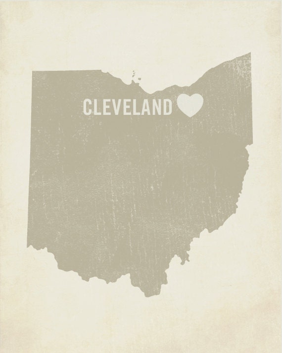 I Love Cleveland Ohio - Wood Block Art Print