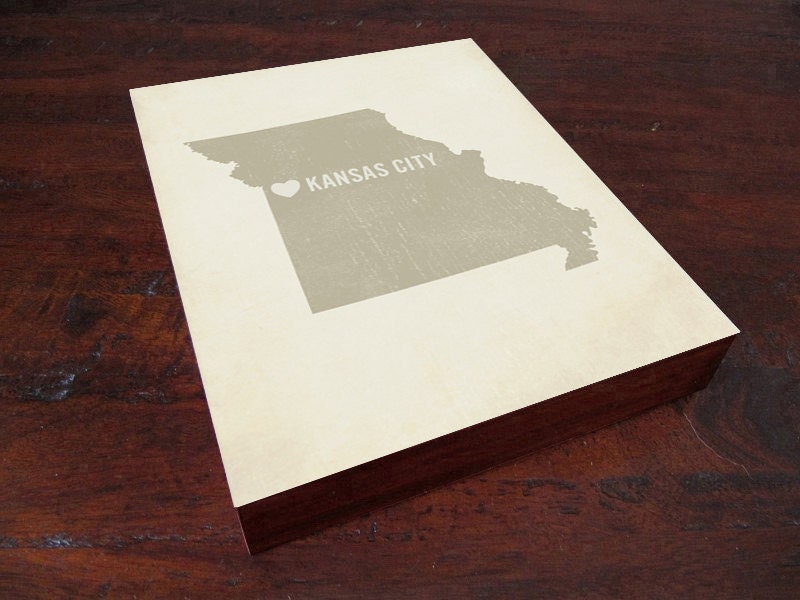 I Love Kansas City - Wood Block Art Print
