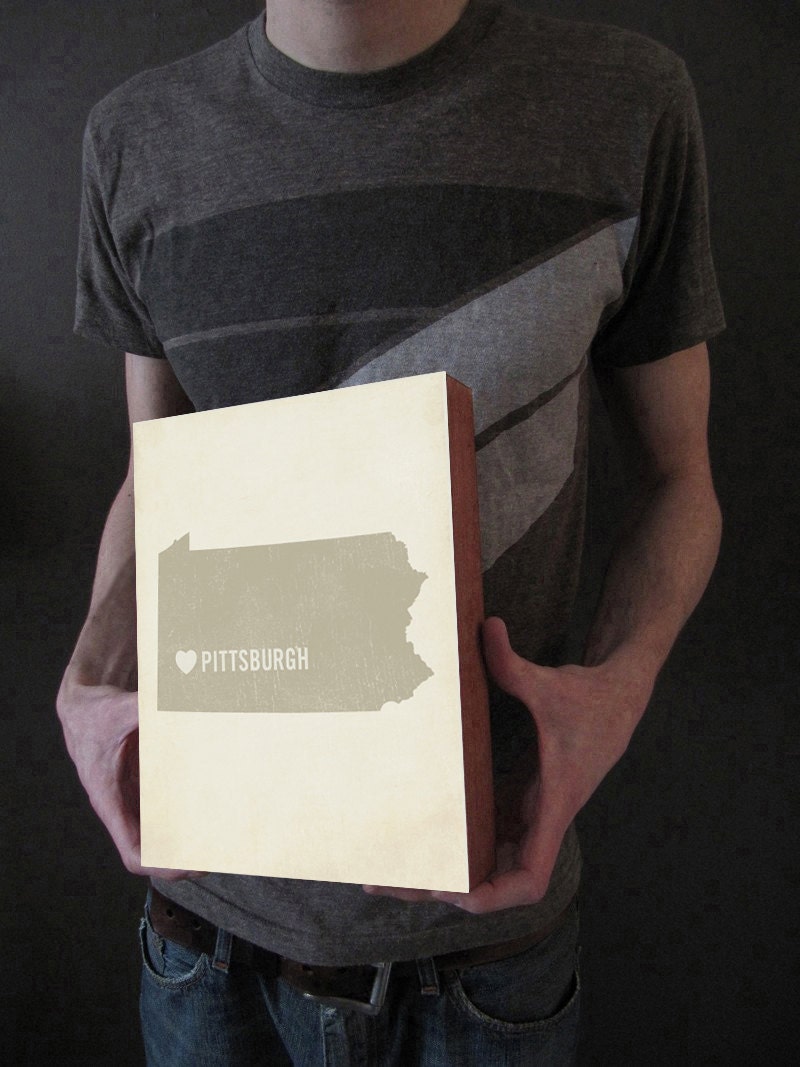 I Love Pittsburgh - Wood Block Art Print