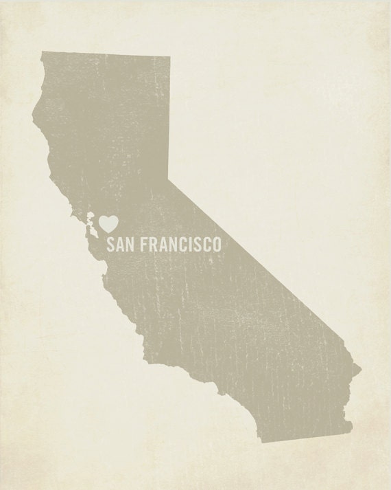 I Love San Francisco 8x10 Wood Block Art Print - California City State Heart