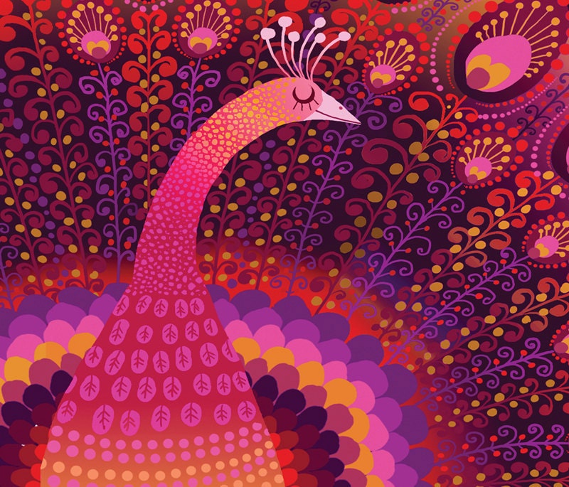 Peacock. Limited edition digital print 12" x 9.5"