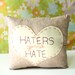 Humorous Heart Pillow - Haters gonna Hate