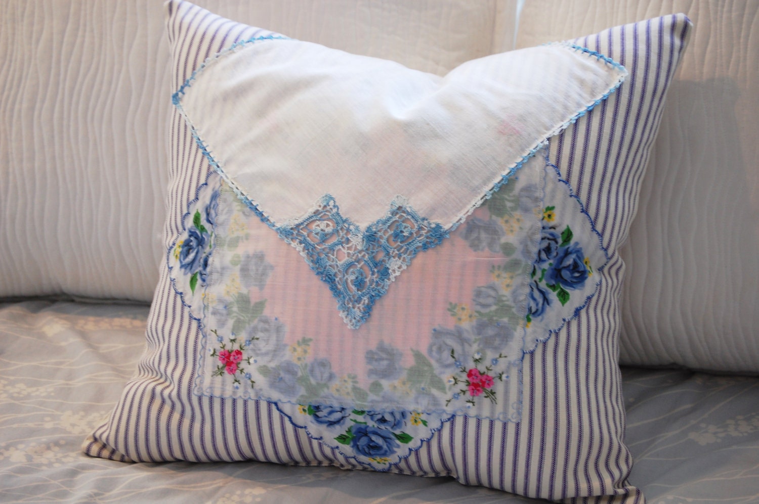 Cottage Vintage Hankie Pillow