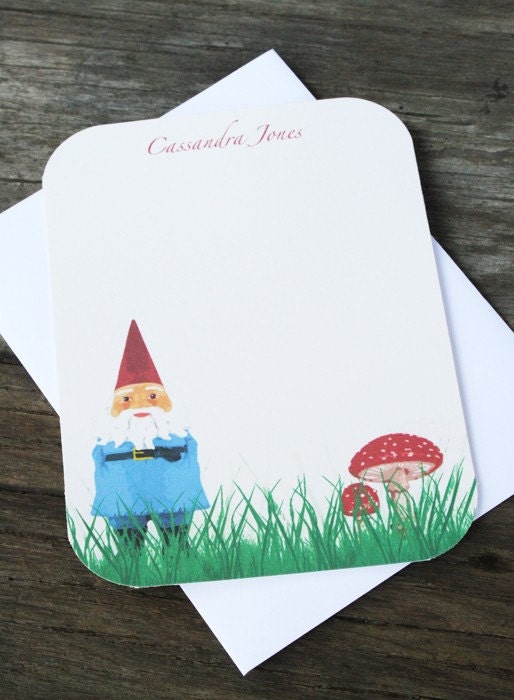 Personalized Lawn Gnome Stationery - Set of 12