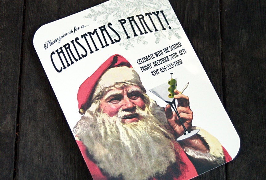 Personalized Christmas Party Invitations - Set of 12