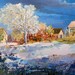 SALE - First Snow - Original canadian oil painting on canvas, Winter landscape - (12" X 16") by Shirley Levie