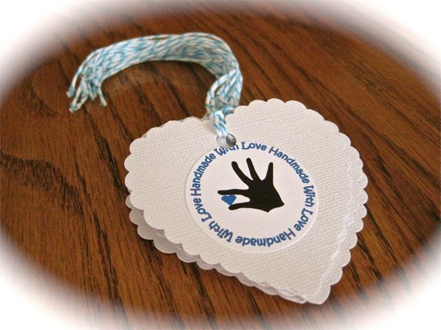 Set of 10- Handmade With Love Hearts Gift Tags (listing 63)