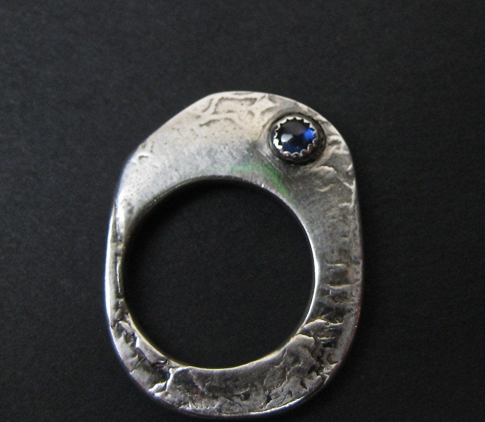 Fine Silver Sapphire Ring Still Waters OOAK