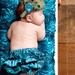 Ruffled Peacock diaper cover- bloomer matching elastic headband feather fascinator rosette and swarovsky crystals