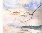 Cuddling Birds, Print of Watercolor Painting, 8" by 10"