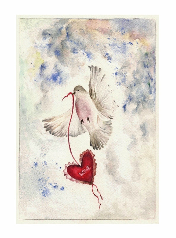 Dove Valentine notecards, 6 cards with envelopes