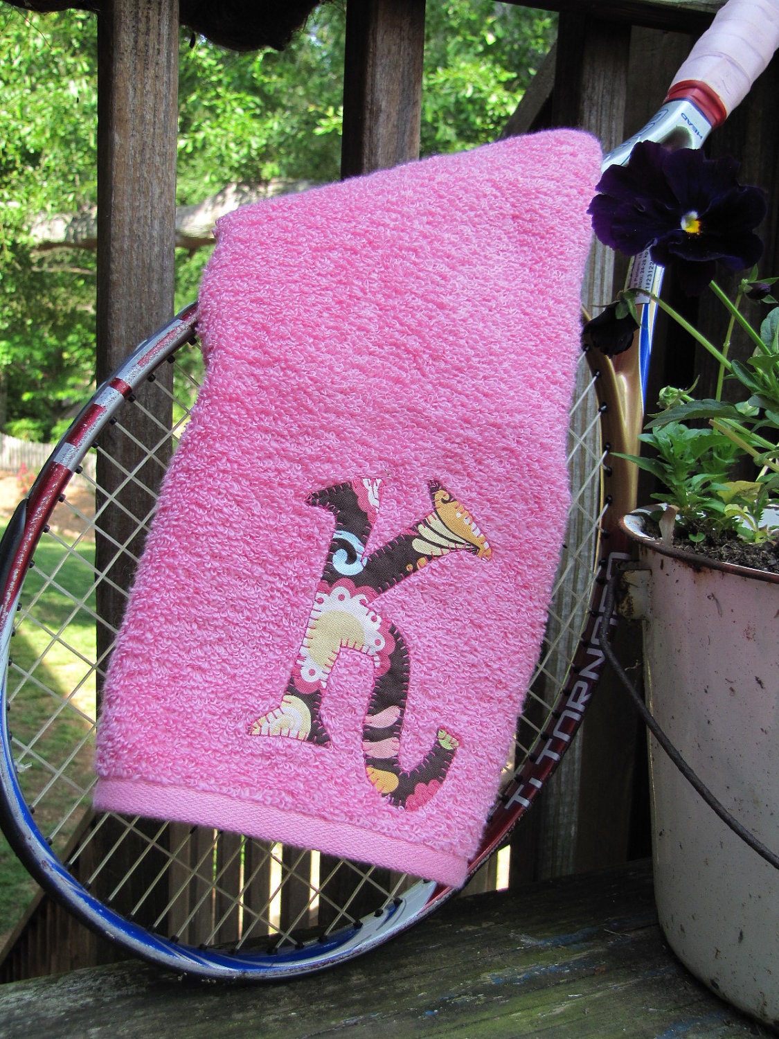 Monogrammed Tennis Towel - Personalized with Fabric Initial