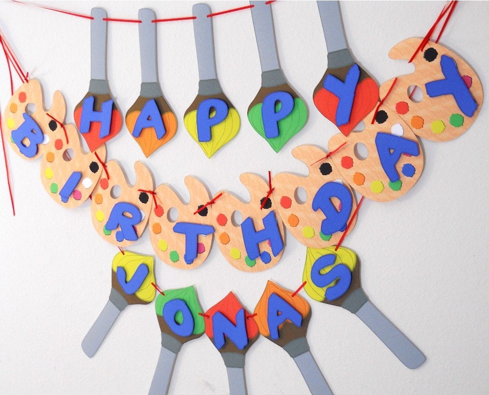 Art Birthday Party, Craft Birthday Party, Paint Birthday Party 2-D Banner Custom Message(20 letters)