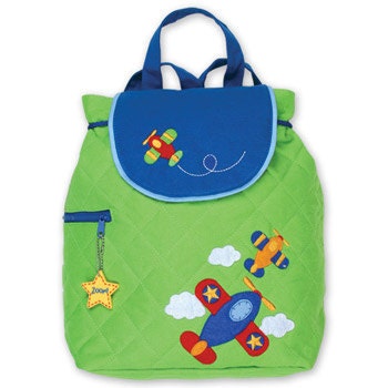 SHIPS NEXT DAY--Personalized Monogrammed Stephen Joseph Quilted Airplane Backpack--Free Monogramming