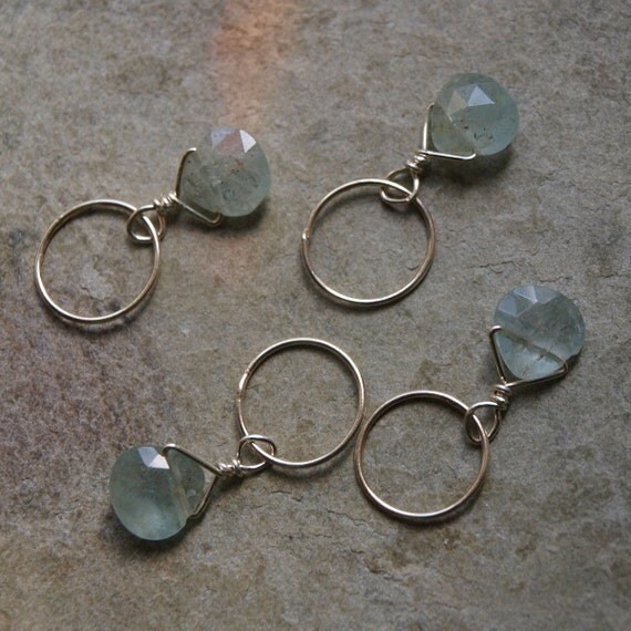 Aquamarine Faceted Briolette Charm Pendant- Create Your Own Charm Necklace