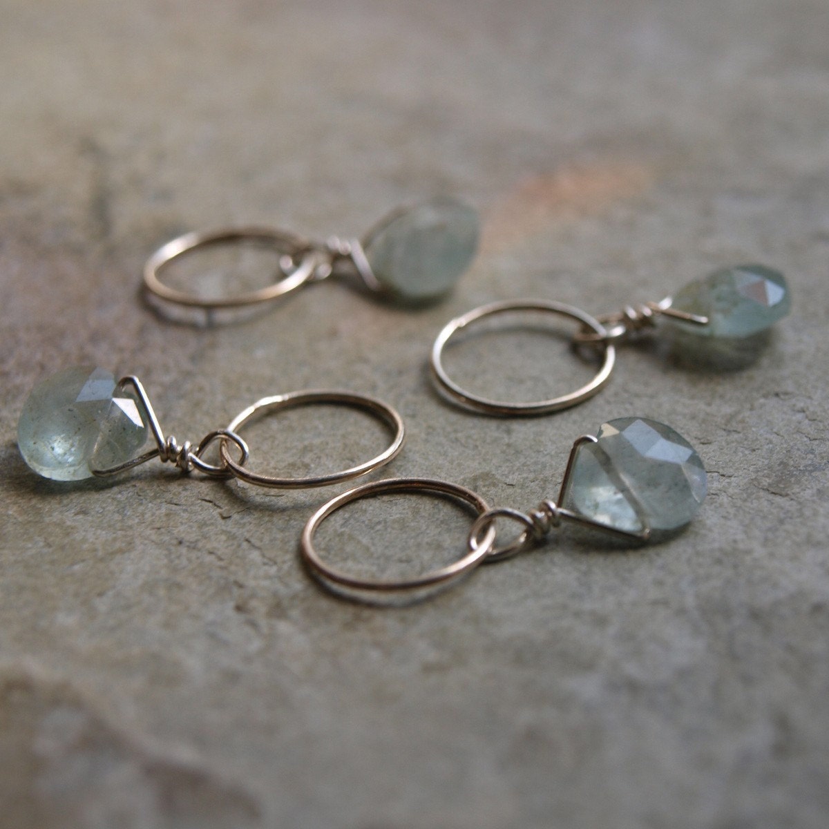 Aquamarine Faceted Briolette Charm Pendant- Create Your Own Charm Necklace
