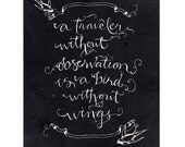 Travel Bird Print: Chalkboard