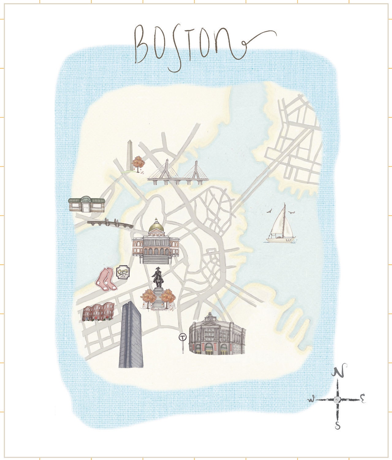 Map of Boston 8x10