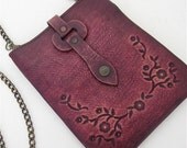 SALE Cross Body Bag Rustic Faded Purple Small Tooled Floral Karen Kell Collection