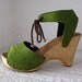 SALE Green Suede Clog Shoe Wedge Sandal by Karen Kell Collection